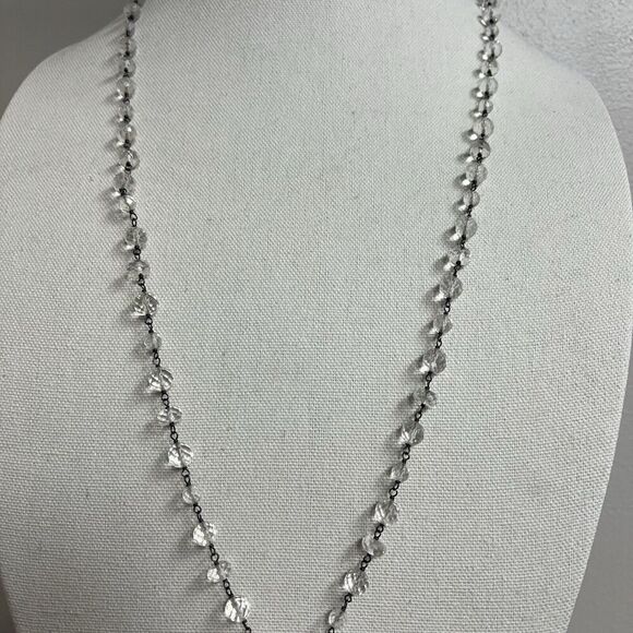 Sterling Silver Silpada Crystal Quartz Toggle Bead Necklace 35" #N1503 - Picture 3 of 4